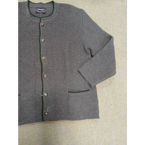 Grasegger womens large THICK FISHERMAN wool mocha brown sweater jacket - Picture 2 of 8